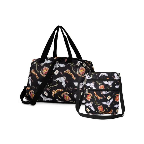 New Women's Harry Potter Weekender Duffel Bag & Crossbody Bag 2Pc Travel Set - Picture 1 of 10